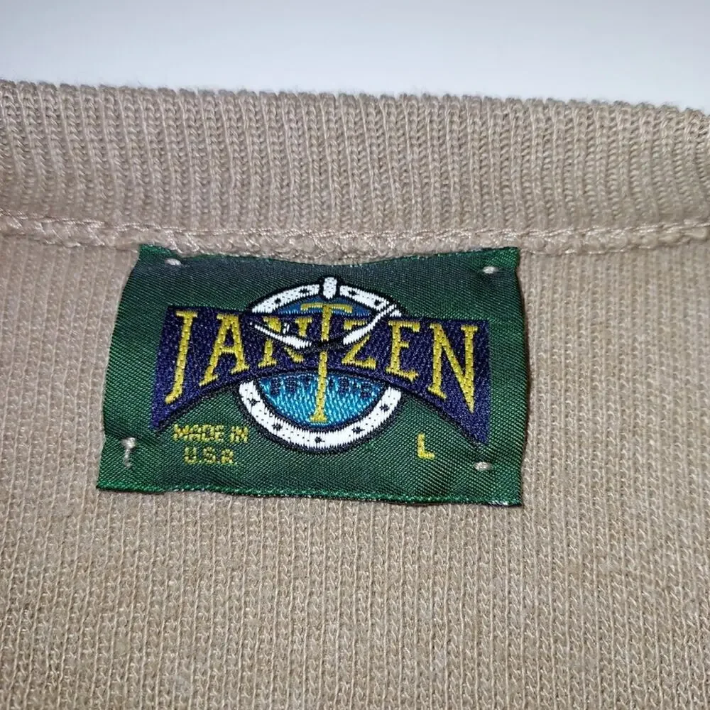 Vintage 90's Jantzen Men's Knit Tan Pullover V-Neck Long Sleeve Sweater Large